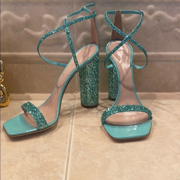 Giuseppe Zannoti Glitter Square Toe  Heels size 41 NIB - Picture 2 of 10